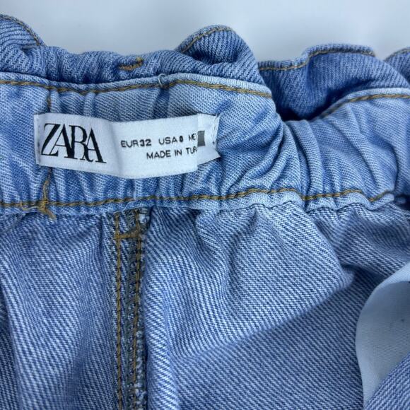 Zara Paper Bag High Waist Jeans Size 0 Beautiful Excellent Condition - Picture 7 of 12